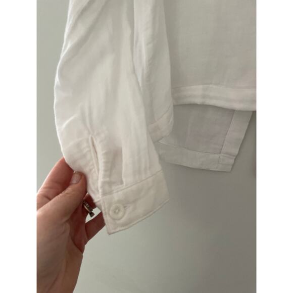 Cloth & Stone White Split Back Top XS Long Sleeve Hi Low Shirt Minimalist - Picture 5 of 9